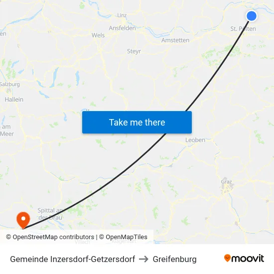 Gemeinde Inzersdorf-Getzersdorf to Greifenburg map