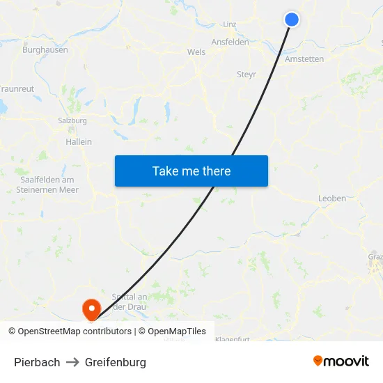 Pierbach to Greifenburg map