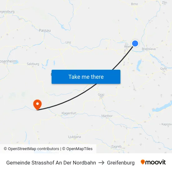 Gemeinde Strasshof An Der Nordbahn to Greifenburg map