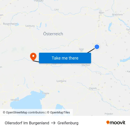 Ollersdorf Im Burgenland to Greifenburg map
