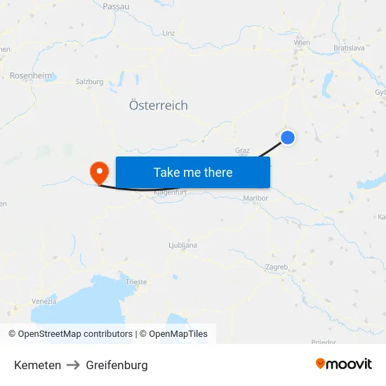 Kemeten to Greifenburg map