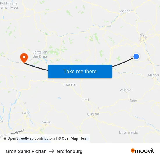 Groß Sankt Florian to Greifenburg map
