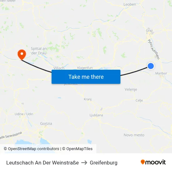 Leutschach An Der Weinstraße to Greifenburg map