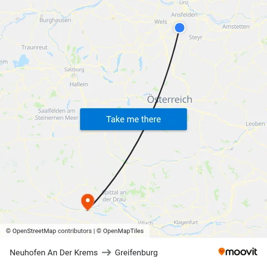 Neuhofen An Der Krems to Greifenburg map