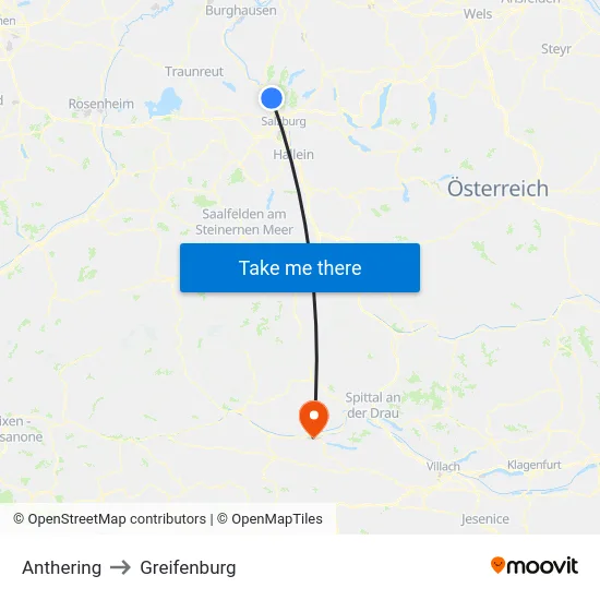 Anthering to Greifenburg map