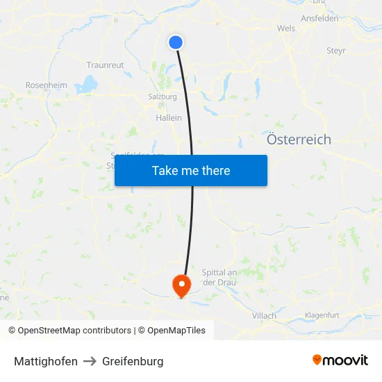 Mattighofen to Greifenburg map
