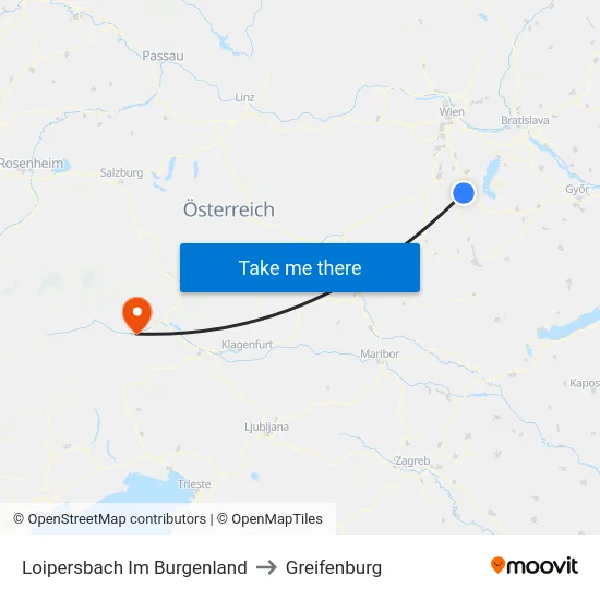 Loipersbach Im Burgenland to Greifenburg map