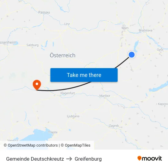 Gemeinde Deutschkreutz to Greifenburg map