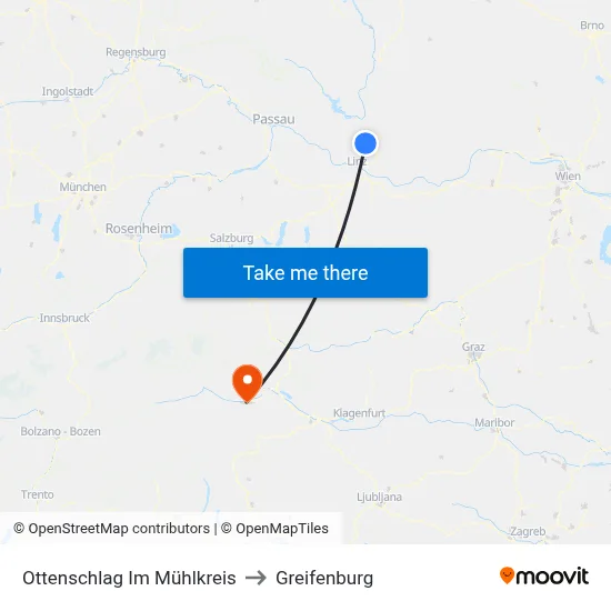 Ottenschlag Im Mühlkreis to Greifenburg map