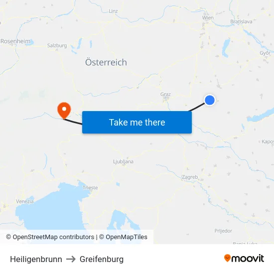 Heiligenbrunn to Greifenburg map