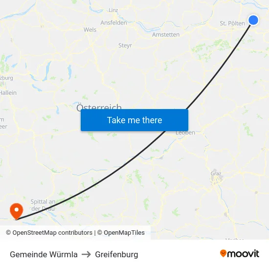 Gemeinde Würmla to Greifenburg map