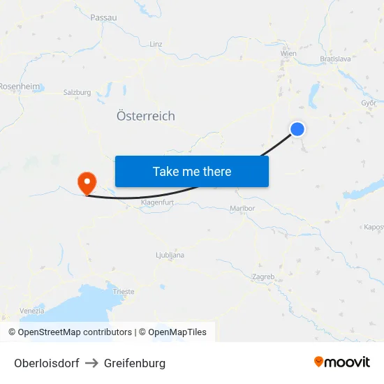 Oberloisdorf to Greifenburg map