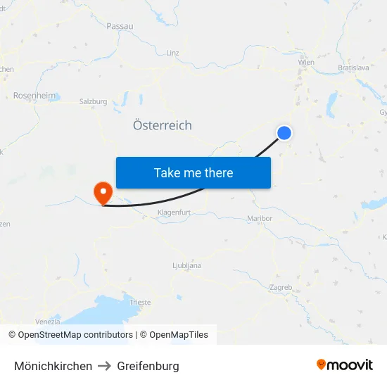 Mönichkirchen to Greifenburg map