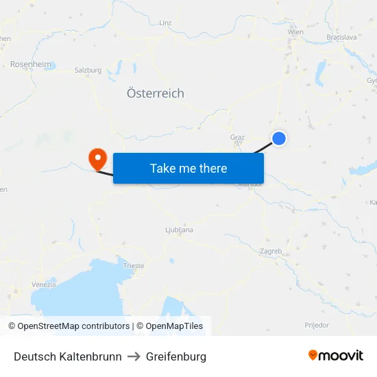 Deutsch Kaltenbrunn to Greifenburg map