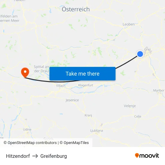 Hitzendorf to Greifenburg map