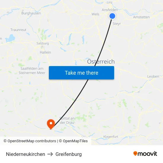 Niederneukirchen to Greifenburg map