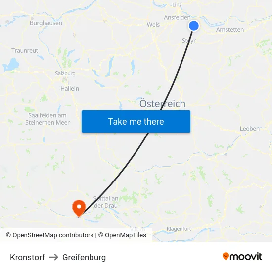 Kronstorf to Greifenburg map