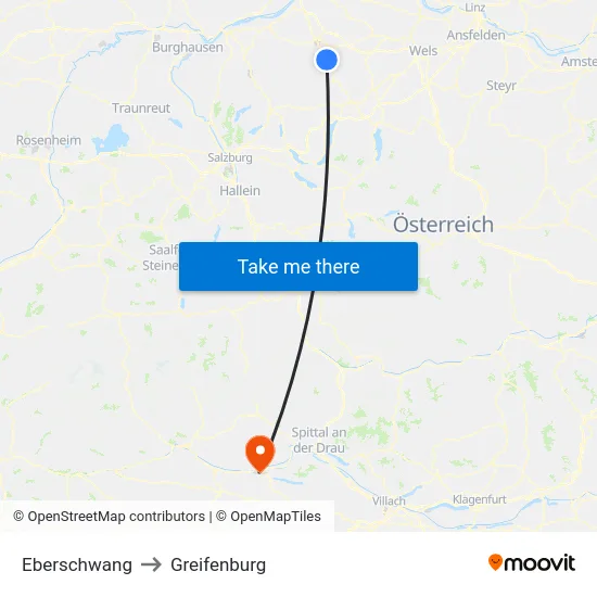 Eberschwang to Greifenburg map