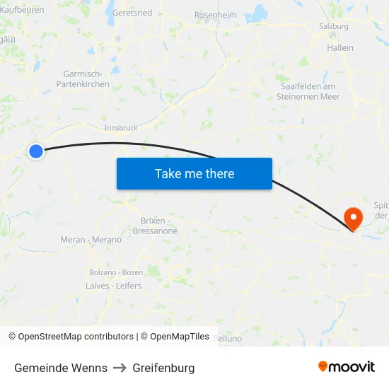Gemeinde Wenns to Greifenburg map