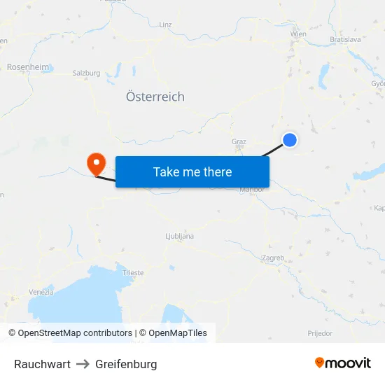 Rauchwart to Greifenburg map