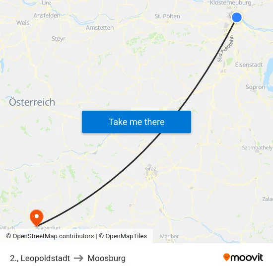 2., Leopoldstadt to Moosburg map