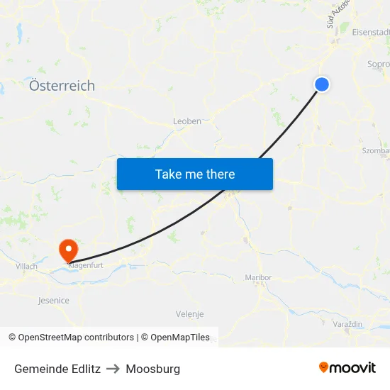 Gemeinde Edlitz to Moosburg map