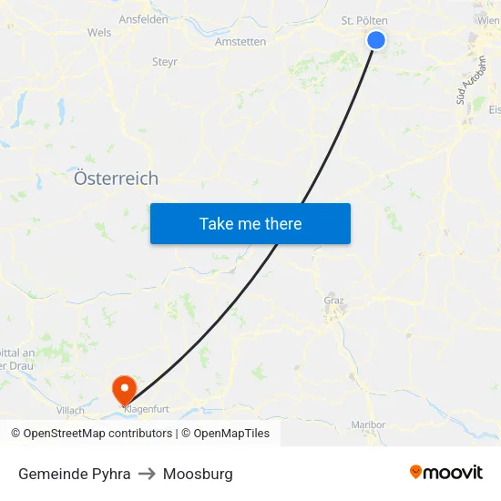 Gemeinde Pyhra to Moosburg map