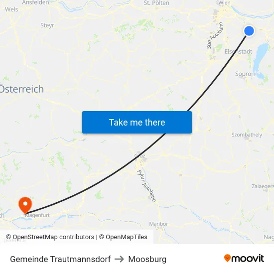 Gemeinde Trautmannsdorf to Moosburg map