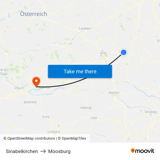 Sinabelkirchen to Moosburg map