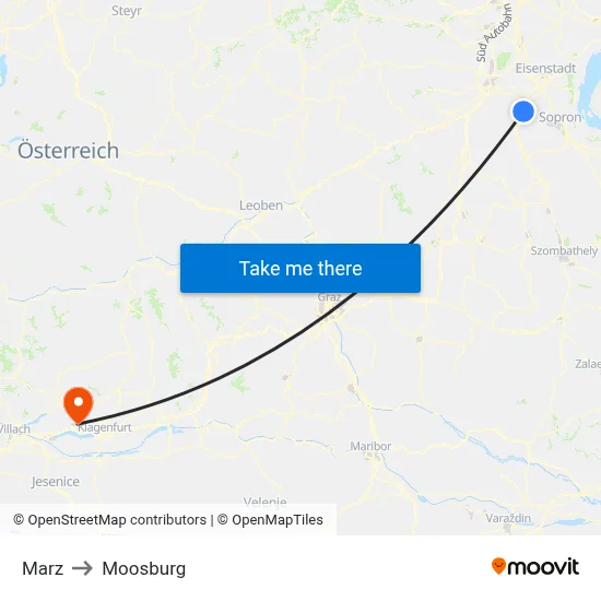 Marz to Moosburg map