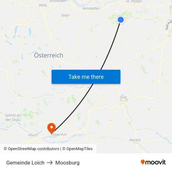 Gemeinde Loich to Moosburg map