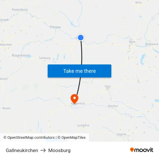 Gallneukirchen to Moosburg map