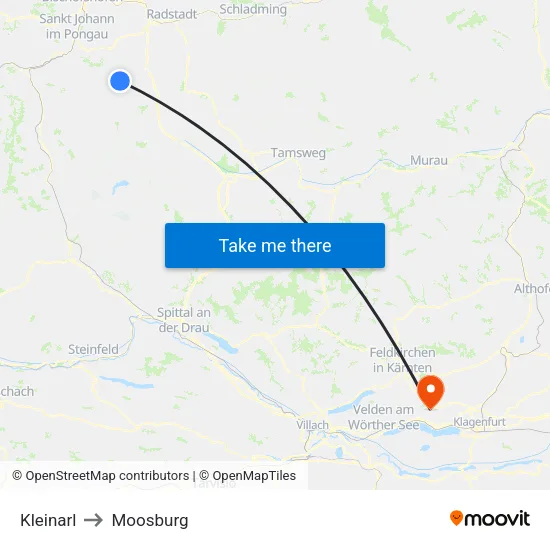 Kleinarl to Moosburg map