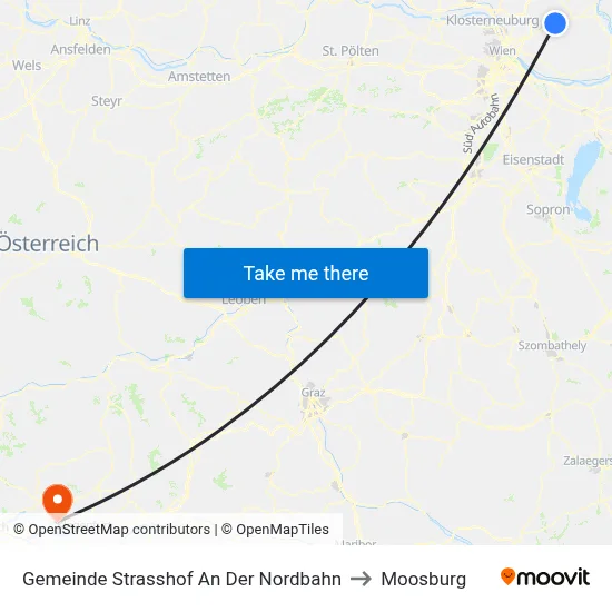 Gemeinde Strasshof An Der Nordbahn to Moosburg map