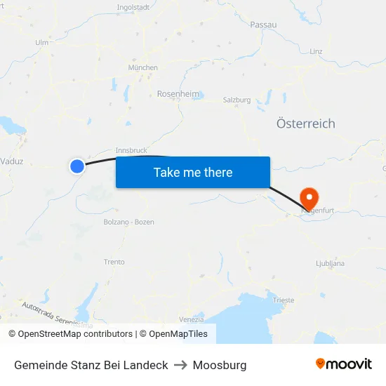 Gemeinde Stanz Bei Landeck to Moosburg map