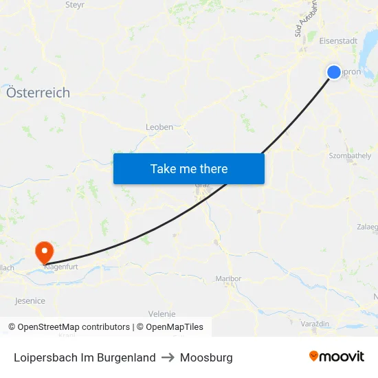 Loipersbach Im Burgenland to Moosburg map