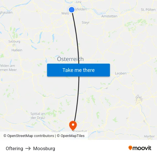 Oftering to Moosburg map