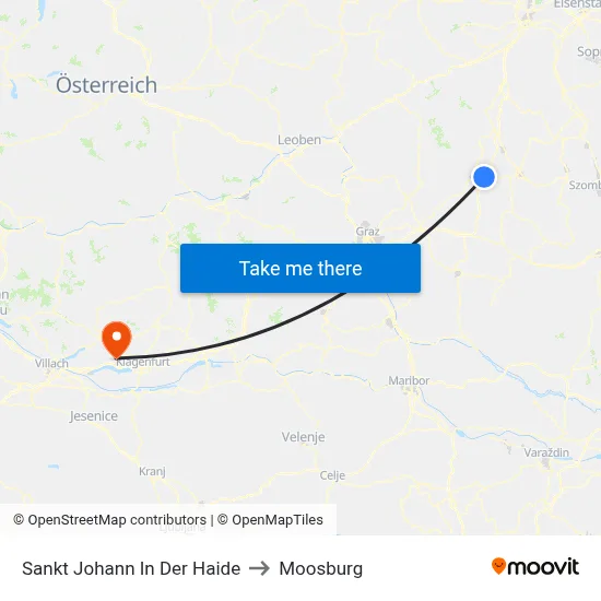 Sankt Johann In Der Haide to Moosburg map