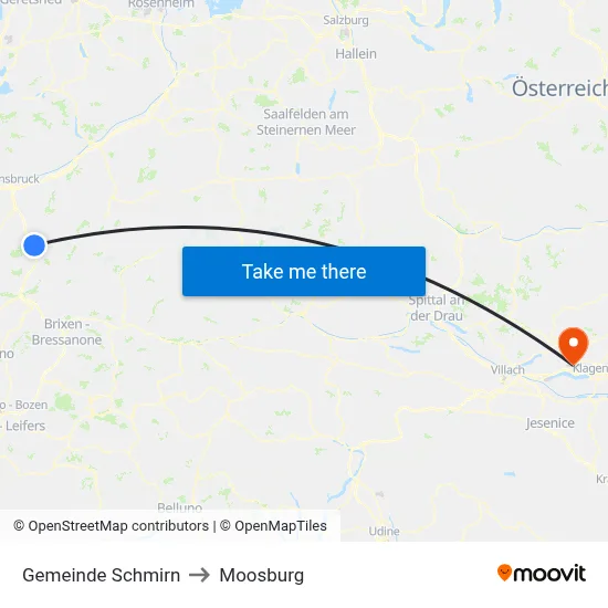 Gemeinde Schmirn to Moosburg map