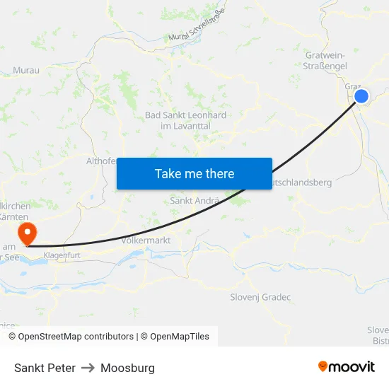Sankt Peter to Moosburg map