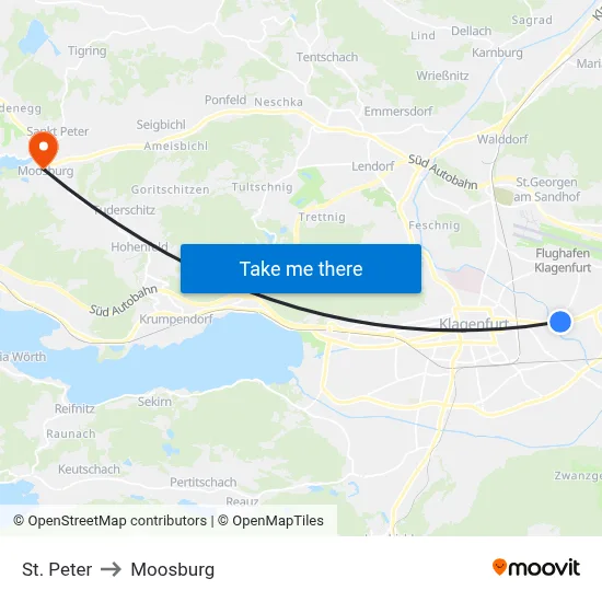 St. Peter to Moosburg map