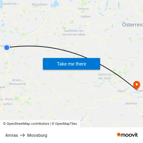 Amras to Moosburg map