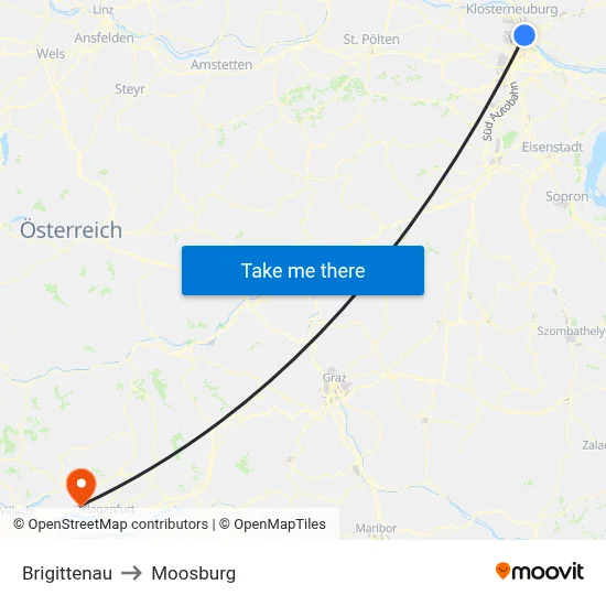 Brigittenau to Moosburg map