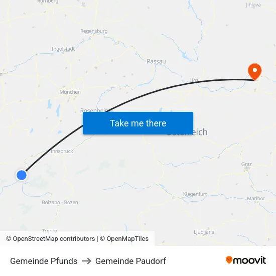 Gemeinde Pfunds to Gemeinde Paudorf map