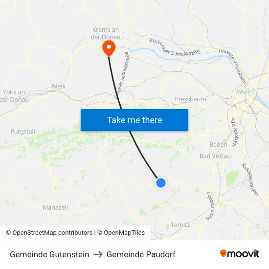 Gemeinde Gutenstein to Gemeinde Paudorf map