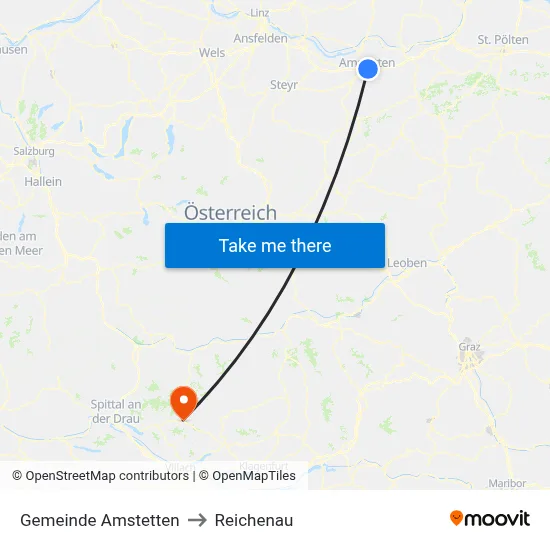 Gemeinde Amstetten to Reichenau map
