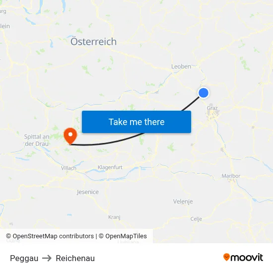Peggau to Reichenau map