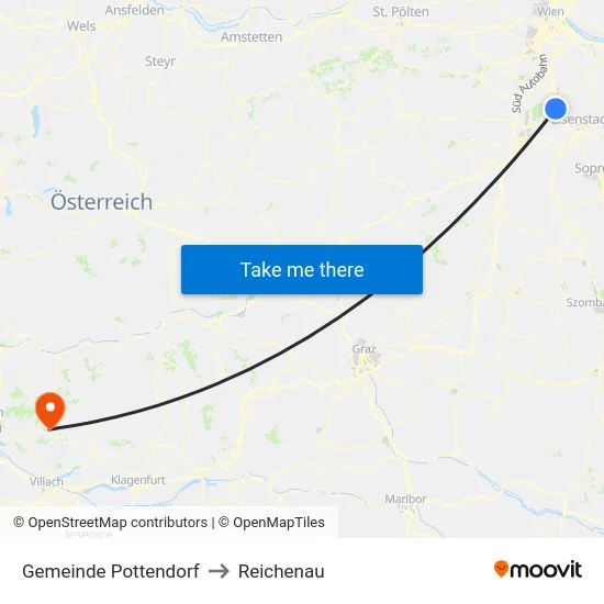 Gemeinde Pottendorf to Reichenau map