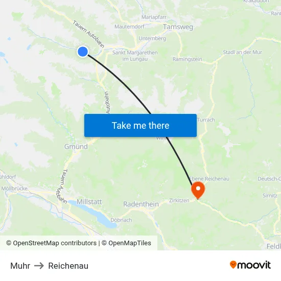 Muhr to Reichenau map