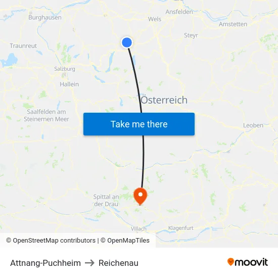 Attnang-Puchheim to Reichenau map